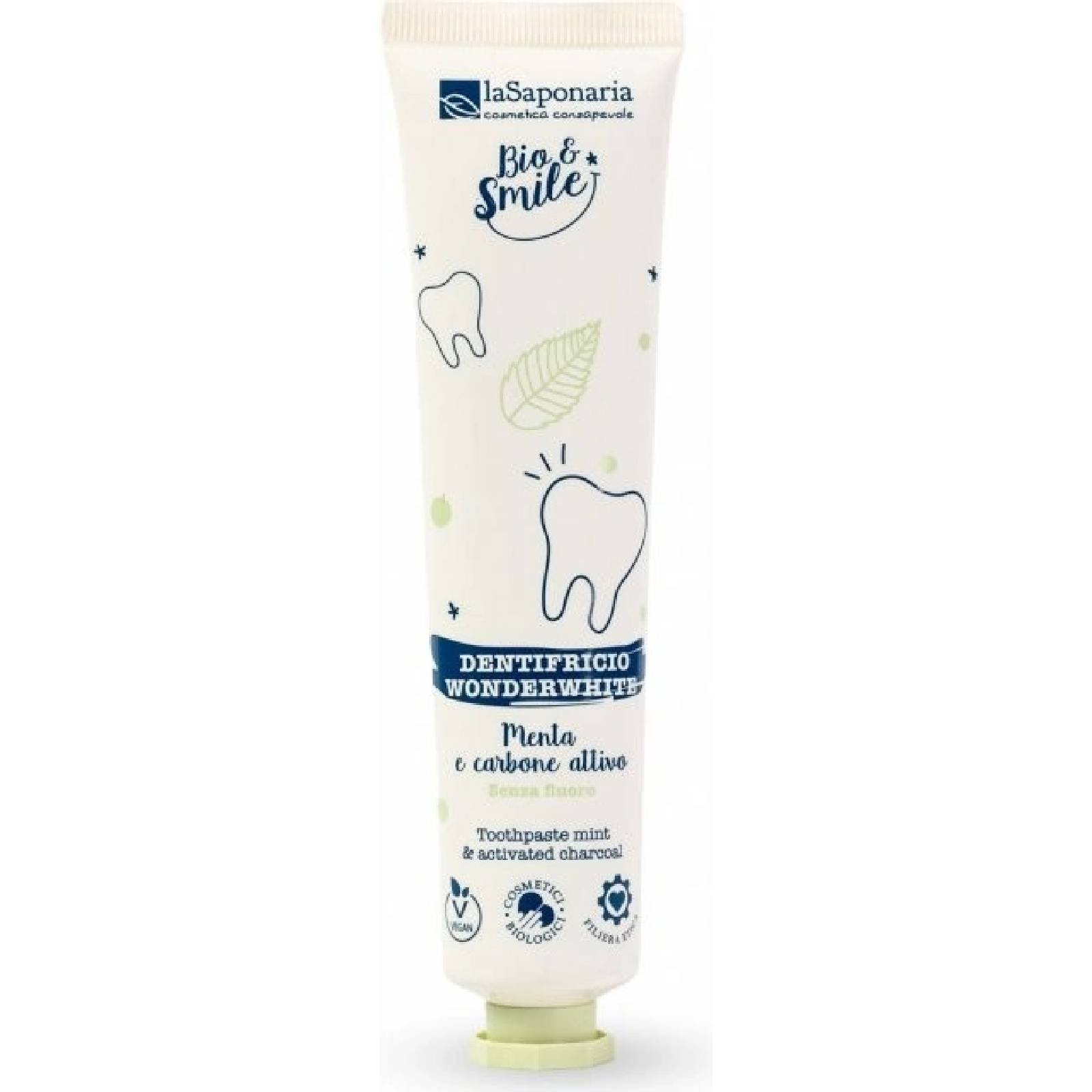 laSaponaria Bělicí WonderWhite máta a aktivní uhlí BIO 75 ml
